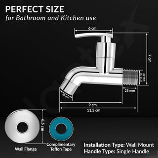 Plantex Pure Brass COL-1001 Water Tap for Bathroom with Water-Saving Technology Taps with Wall Mount Bib Tap/Basin Tap for Home- 7 Year Warranty (Chrome Finish)