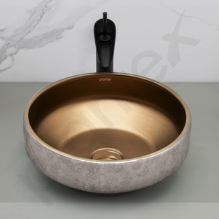 Plantex Ceramic Table Top Wash Basin for Bathroom/Countertop Vessel Sink Basin/Round Washbasin - Indo-European Collection (16 x 16 x 6.5 Inch)