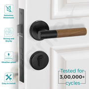 Plantex Main Door Lock/Mortise Lock for Door with 3 Years of Warranty - Robust Door Lock for Home with Brass Lock Body & Cylinder (Black & Wood Finish)