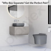 Plantex Ceramic Bathroom Commode and Wash Basin/Rimless Washdown Wall Hung Western Toilet/Bathroom Wash Basin/P Trap Commode - Smoke