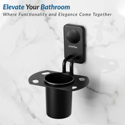 Plantex Stainless Steel Toothbrush Holder/Tumbler Holder Stand/Wall Mounted Toothbrush Stand for Bathroom Accessories - Pack of 1 (Black, 576)