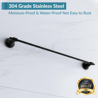 Plantex 304 Grade Stainless Steel Towel Hanger for Bathroom/Holder Stand/Single Towel Rod/Bathroom Accessories - Niko (Black)
