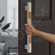 Plantex Main Door Handle/15 Inch Main Door Handle/Glass Door Handle/Wooden Door Handle/Pull-Push Door Handle/Door Accessories - Pack of 1 (S-605-Satin and Wood) - 3 Years Warranty