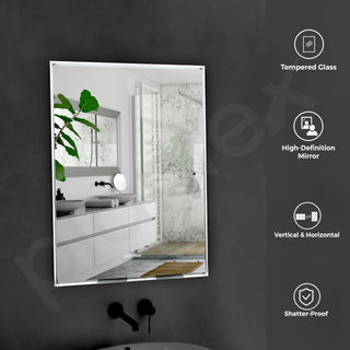 Plantex Unframed Unframed Rectangle Mirror for Wall/Mirror with Beveled Smooth Edges/Mirror for Bathroom/Dressing Room/Living Room/Bedroom/Entryway - (18x12 Inch)
