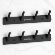 Plantex Wall Hooks for Hanging Cloth/Stainless Steel Towel Hangers/Bathroom Robe Hooks/Door Hangers/Round Wall Hook/Hook Rail for Hanging Keys - 4 Hooks (Pack of 2, Z-Black)