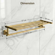 Plantex 304 Grade Stainless Steel Towel Rack/Towel Holder for Bathroom/Towel Hanger/Stand/Bathroom Accessories Set - Squaro (Brass Antique Finish)