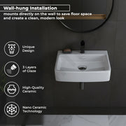 Plantex Ceramic Wall Hung Basin/Washbasin for Bathroom/Wall Mounted Wash Basin/Sink for Living Room (Bolton, White)