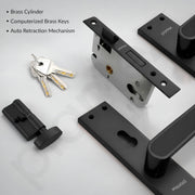 Plantex Door Lock Set - Main Door Lock Plate Handle Set/Mortise Lock with 3 Keys/Lock Body and Cylinder - Pack of 1 (OHMH-21, Z-Black & PVD Black)
