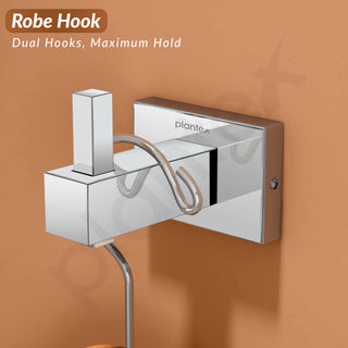 Plantex Stainless Steel Robe Hook/Cloth-Towel Hanger/ccloth Hanger for Bathroom Wall Bathroom Accessories - Nexa (Chrome)