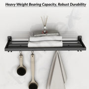 Plantex Stainless Steel Folding Towel Rack/Towel Holder/Towel Bar/24 Inch Towel Stand for Bathroom/Bathroom Accessories - Pack of 1 (APS-1318, Black)