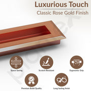Plantex Sliding Door Handle/Concealed Handle for Sliding Door/96mm Concealed Handle for Wardrobe/Kitchen Cabinet - Pack of 4 (Rose Gold)