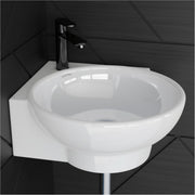 Plantex Ceramic White Corner Wash Basin/Wall Mount Basin for Bathroom/Corner Bathroom Basin/Glossy Small Sink with 10 Years Glaze Warranty by Plantex(Lily -14 x 14 x 5 Inch)