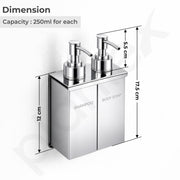 Plantex Double Liquid Soap Dispenser for Bathroom/304 Grade Stainless Steel Shampoo Dispenser/Body Soap Dispense/Bathroom Accessories - Pack of 1 (Regent, Chrome)