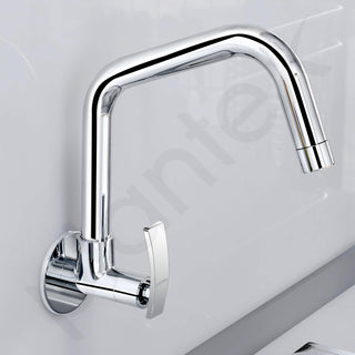Plantex Pure Brass Sink tap for Kitchen Basin/Kitchen Tap with Brass Wall Flange and Water Saving Nozzle/Tap for Wash Basin/Kitchen Faucet-(ZUR-1508-Chrome)