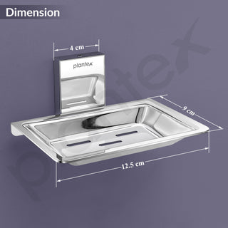 Plantex 304 Grade Stainless Steel Single Soap Dish/Soap Stand/Soap Case/Soap Storage for Bathroom - Crystal (1401-Chrome)