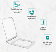 Plantex Polypropylene Toilet Seat/Western Toilet Seats For Bathroom/Soft Closing Toilet Seat/Toilet Seat Cover For Commode - Rectangle Shape (Glossy White)