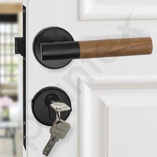 Plantex Main Door Lock/Mortise Lock for Door with 3 Years of Warranty - Robust Door Lock for Home with Brass Lock Body & Cylinder (Black & Wood Finish)