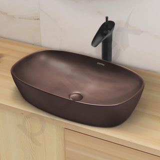 Plantex Ceramic Basin for Bathroom/Table Top Ceramic Wash Basin/Washbasin Sink for Bathroom (Matt Brown - 24 x 15 x 5.5 Inch)