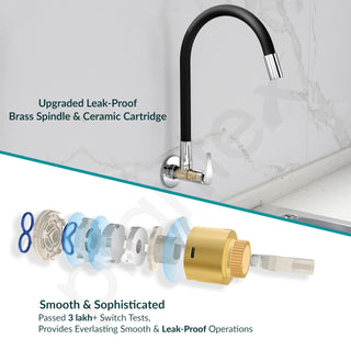 Plantex Pure Brass Kitchen Sink Tap with Silicone Swivel Spout/Flexible Tap for Sink with Water Saving Nozzle for Kitchen Basin Tap-7 Year Warranty by Plantex-(LEA-710B)