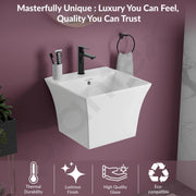 Plantex Ceramic Washbasin with 10 Years Glaze Warranty by Plantex/Half Pedestal Wash Basin for Bathroom/Wall Hung Basin for Home/Office/Hotels (Proton - White, 16 x15 x11 Inch)