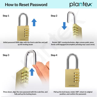Plantex 4-Digit Code Combination Brass Lock/Number Lock/Portable Luggage Locks for Briefcase/Laptop Bags - Pack of 1 (Medium, Brass Antique)