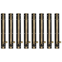 Plantex Heavy Duty 8-inch Joint-Less Tower Bolt for Wooden and PVC Doors for Home Main Door/Bathroom/Windows/Wardrobe - Pack of 8 (703, Brass Antique and Black)