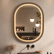 Plantex Resin Frame LED Bathroom Mirror/Designer Mirror for Living Room/Bathroom Mirror with LED Light/Dressing Room - Capsule Shape (Black, 32 x 24 Inch)