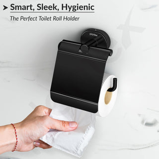 Plantex J4 Stainless Steel Toilet Paper Holder for Bathroom/Tissue Holder for Washroom/Toilet roll Holder for Wall Mounted/Bathroom Accessories (PVD Black Finish) Onix