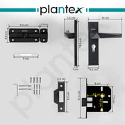 Plantex Heavy Duty Door Lock Ã¢â‚¬â€œ Bathroom Door Lock/Mortise 8inch Keyless Plate Handle Set for Home/Bathroom/Store Room/Balcony/Office with Baby Latch (8129- Z-Black)