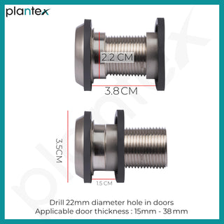 Plantex Door Eye Viewer/Eye Hole for Main Door/Door Eye viewer with 200 Degree Wide View for Peephole - Pack of 2 (Satin)
