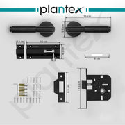 Plantex Heavy Duty Bathroom Door Lock/Mortise Keyless Handle Set for Home/Store Room/Bathroom/Balcony/Office with Baby Latch (Black)