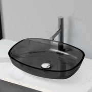 Plantex Matt Basin For Bathroom/Glass Tabletop Wash Basin/Luxury Countertop Basin For Home/Office (21 X 16 X 4 Inch - Black)