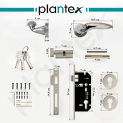 Plantex Door Lock for Home/Main Door Lock Set/Mortise Lock Set with Brass Lock Body & Cylinder - Pack of 1 (7134, Satin Steel & Chrome)