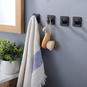 Plantex Wall Mount Hooks/Self Adhesive GI Steel Waterproof Hooks/Wall Hanger Hook/Towel/Sticker Hooks for Walls - Pack of 2 (Black)