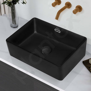 Plantex Basin for Bathroom/Ceramic Washbasin/Rectangle Table Top Wash Basin/Counter Top Basin for Home/Hotel - (Matt Black)