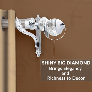 Plantex Aluminium Curtain Holder/Diamond Shaped Curtain Brackets/Curtains Rod Holder (Chrome - 4 Pair)