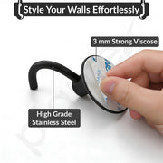 Plantex Wall Hanging Hook/Bath Towel Hook/Self Adhesive Round Robe Hooks for Kitchen/Bathroom/Stylish Home Decor Items - Pack of 6 (Black)