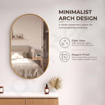 Plantex Aluminium Frame Mirror for Bathroom/Wall Mount Capsule Mirror for Bedroom/Dressing Room/Living Room/Entryway - (Gold, 18x30 Inch)