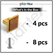 Plantex Drawer Knobs and Pulls - Kitchen Cabinet Handles for Wardrobe - Square Pulls - Pack of 4 (Small, Gold & Wood)