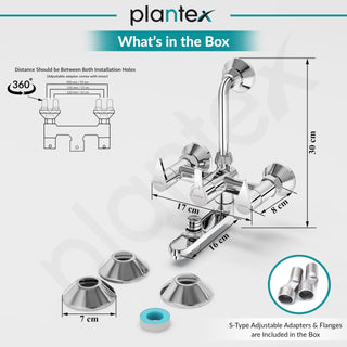 Plantex Pure Brass 3 in 1 Wall Mixer for Bathroom/Mixer L-Bend Provision for Overhead and Hand Shower/Bathroom Mixer 3 in 1 with Shower -7 Year Warranty by Plantex (Chrome)
