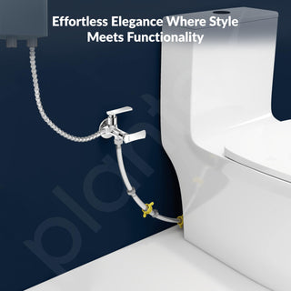 Plantex Pure Brass 2 way angle valve/Angle Cock for Bathroom with Wall Flange and Teflon Tap - Pack of 1 (Chrome, 3520)