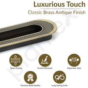 Plantex Concealed Handle for Sliding Door/Sliding Door Handle/224mm Concealed Handle for Wardrobe/Kitchen Cabinet - Pack of 2 (Brass Antique)