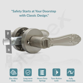 Plantex Heavy-Duty Door Lock - Bathroom Door Lock/Mortise Keyless Handle Set for Home/Bathroom/Balcony/Store Room - (DTM-628, Satin)