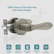 Plantex Heavy-Duty Door Lock - Bathroom Door Lock/Mortise Keyless Handle Set for Home/Bathroom/Balcony/Store Room - (DTM-628, Satin)