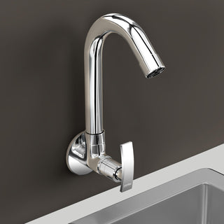 Plantex Sink Tap for Kitchen Basin with Water-Efficient Tap Aerator/Brass Spindle Kitchen Sink Tap with Wall Flange with Teflon Tape/Wash Basin Tap-(SMR-1267-Chrome)