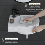 Plantex Ceramic Wall Hung Basin/Washbasin for Bathroom/Wall Mount Corner Wash Basin/Sink for Living Room/Office (Orca, White)