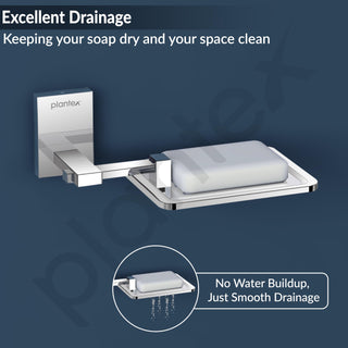 Plantex 304 Grade Stainless Steel Soap Holder Stand for Bathroom and Wash Basin/Soap Stand/Soap Tray/Bathroom Accessories - Senso (Chrome)