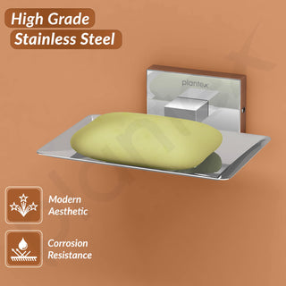 Plantex Soap Dish for Bathroom/Stainless Steel Soap Holder for Kitchen/Soap Case/Soap Stand/Bathroom Accessories - Nexa (Chrome)