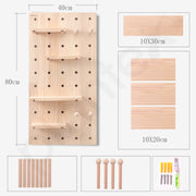 Plantex Multipurpose Pine Wall Mount Wood Pegboard For Home/Wood Display Shelf/Wall Organizer For Bedroom/Kitchen/Bathroom - (32X16 Inches)