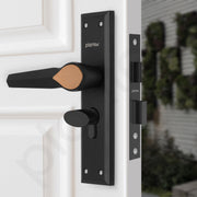 Plantex Heavy-Duty Door Lock Set - Main Door Lock Handle Set/6-Lever Lock Mechanism Mortise Lock with 3 Keys, Brass Lock Body & Cylinder (PTP-07, Black & Rose Gold)